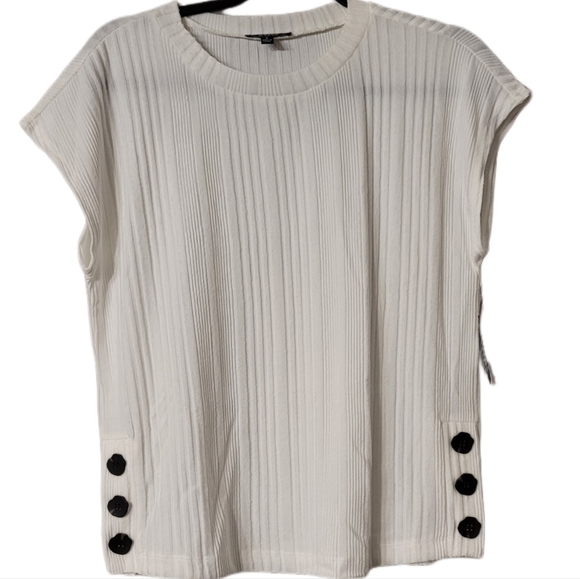 AUW White Cap Sleeve Shirt Size Small - Picture 1 of 7